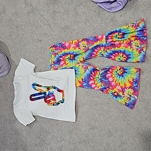 Girls short sleeve with bell bottom pants